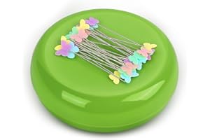 Oukitoymer Magnetic Pin Cushion with 100pcs Butterfly Head Straight Pins, Bobby Pin Holder for Sewing, Magnet Needle Cushion, Paper Clip Collector, Secure Pin Storager, Sewing & Quilting Accessories
