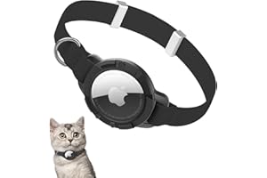 ODOKELE Airtag Cat Collar, Elastic GPS Kitten Collar with Air Tag Holder, Lightweight and Comfortable, Stretchy Cat Tracker Collars for Cats Kittens and Puppies, 8-12 Inch, Black