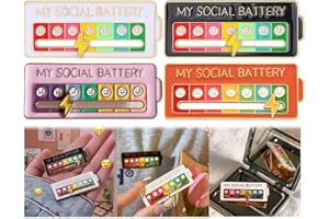 BRIEF VON ENGEL 4PCS My Social Battery Slider Pin, Funny Interactive Brooch Pin, Cute Social Battery Pin, Functional Mood Enamel Pins 7 Days a Week for Clothing Decoration Backpacks Bags Hats Gifts