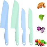 KFHENSOMR 4 Pack Lettuce Knife 11/8.5 inch Nylon Knifes Plastic Lettuce Knife to Prevent Browning Dishwasher Safe Kitchen Utensils for Vegetables Fruits Bread Cake and Salad (S/L Blue and Green)