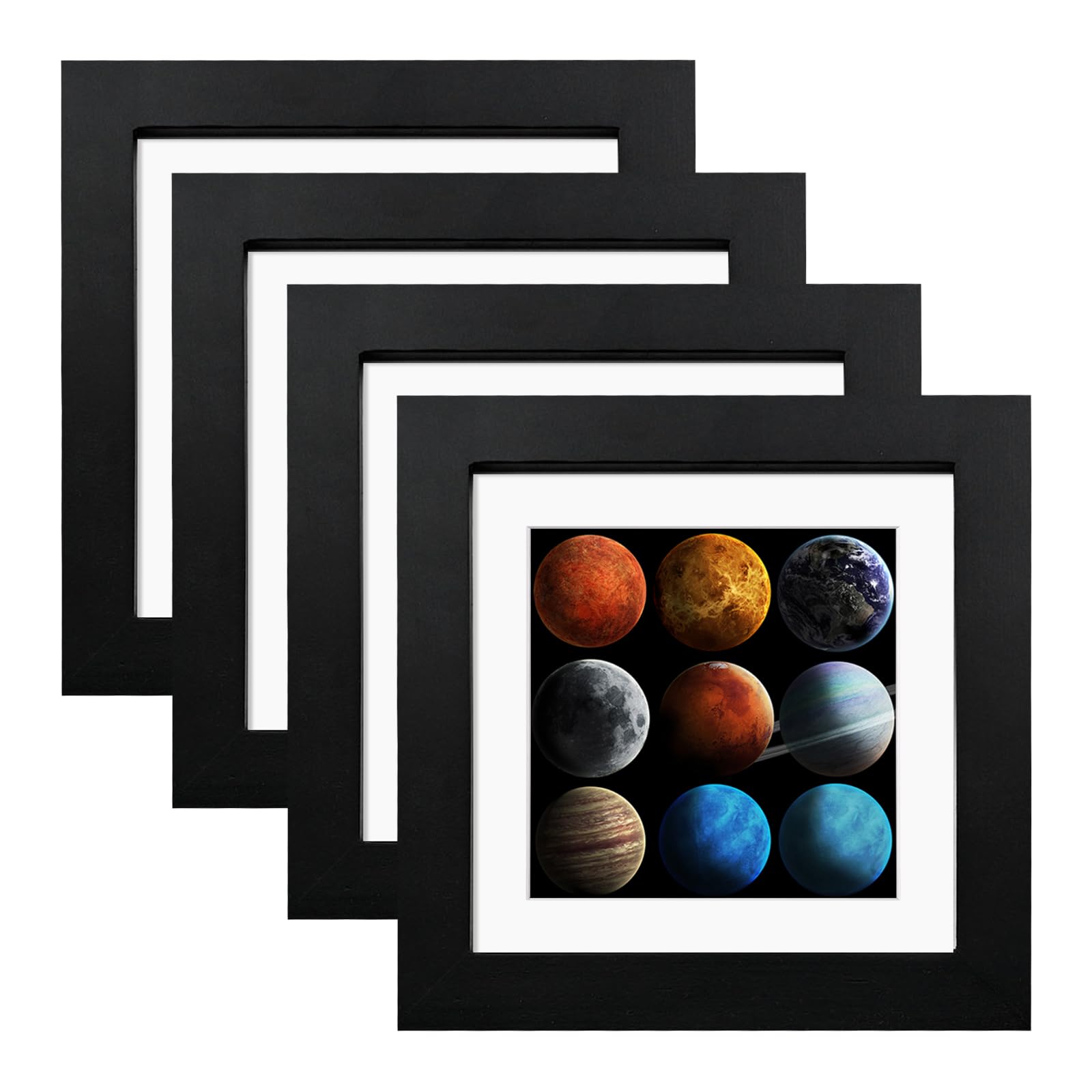 EGOFINE 5x5 Photo Frames, 100% Solid Wood Frames with Acrylic Glass, 5x5 Square Frames for Table Top and Wall Mounting,13x13 cm Picture Frame for Portrait, Printing, Landscape, Black