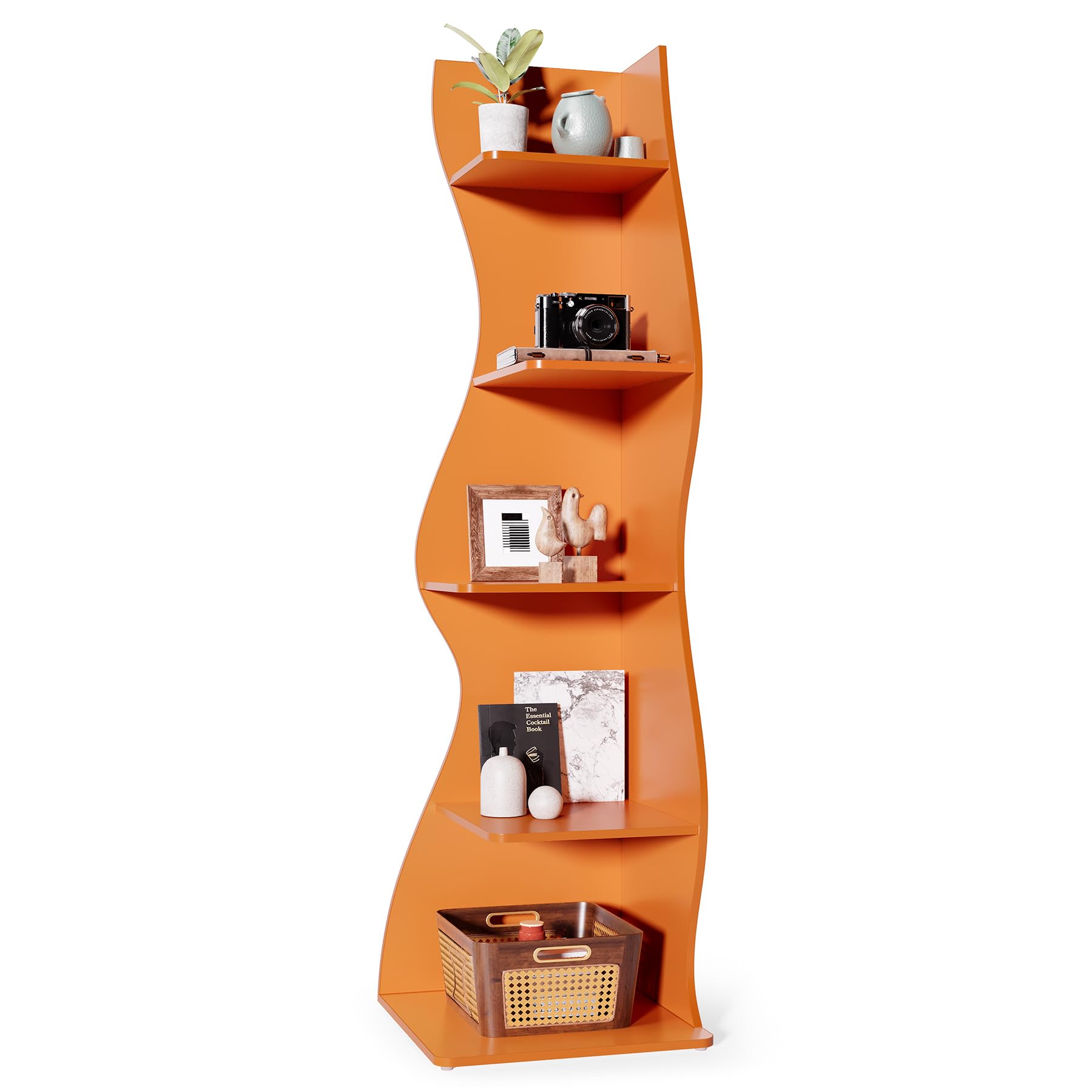 Photo 1 of LITTLE TREE Small Corner Shelf, Modern 5-Tier Wall Corner Bookshelf, Stylish Bookcase Storage Rack for Small Space, Living Room, Bedroom