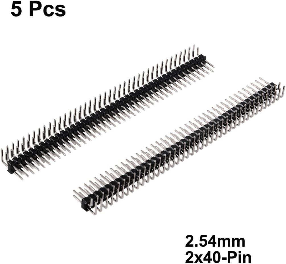 Sourcingmap 5Pcs 2.54mm Pitch 2x40-Pins Double Row Right Angle Connector Pin Header Strip for Prototype Shield - Image 3