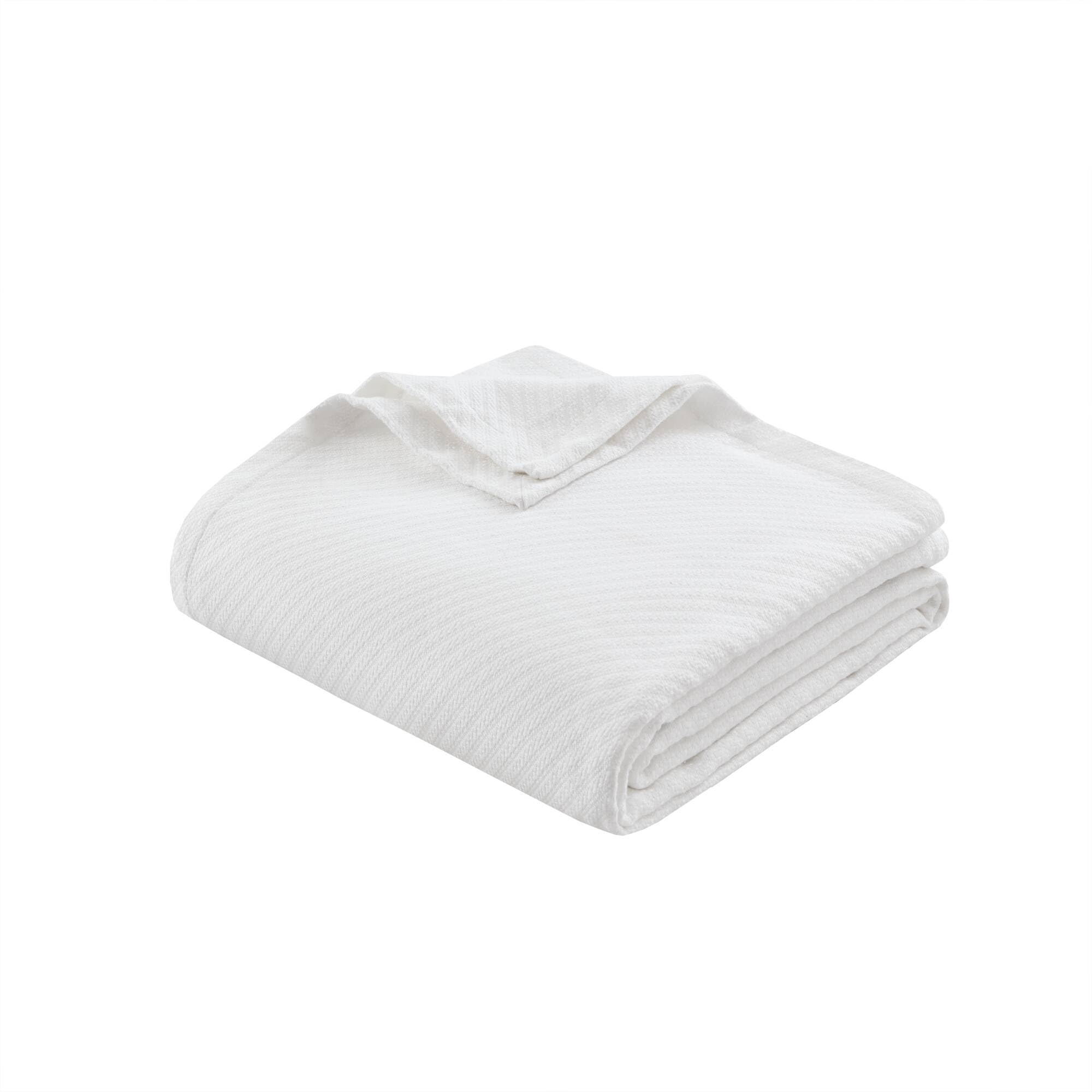 Madison Park Luxury Blanket Premium Soft Cozy 100% Ring Spun Cotton for Bed, Couch or Sofa, White, Full/Queen