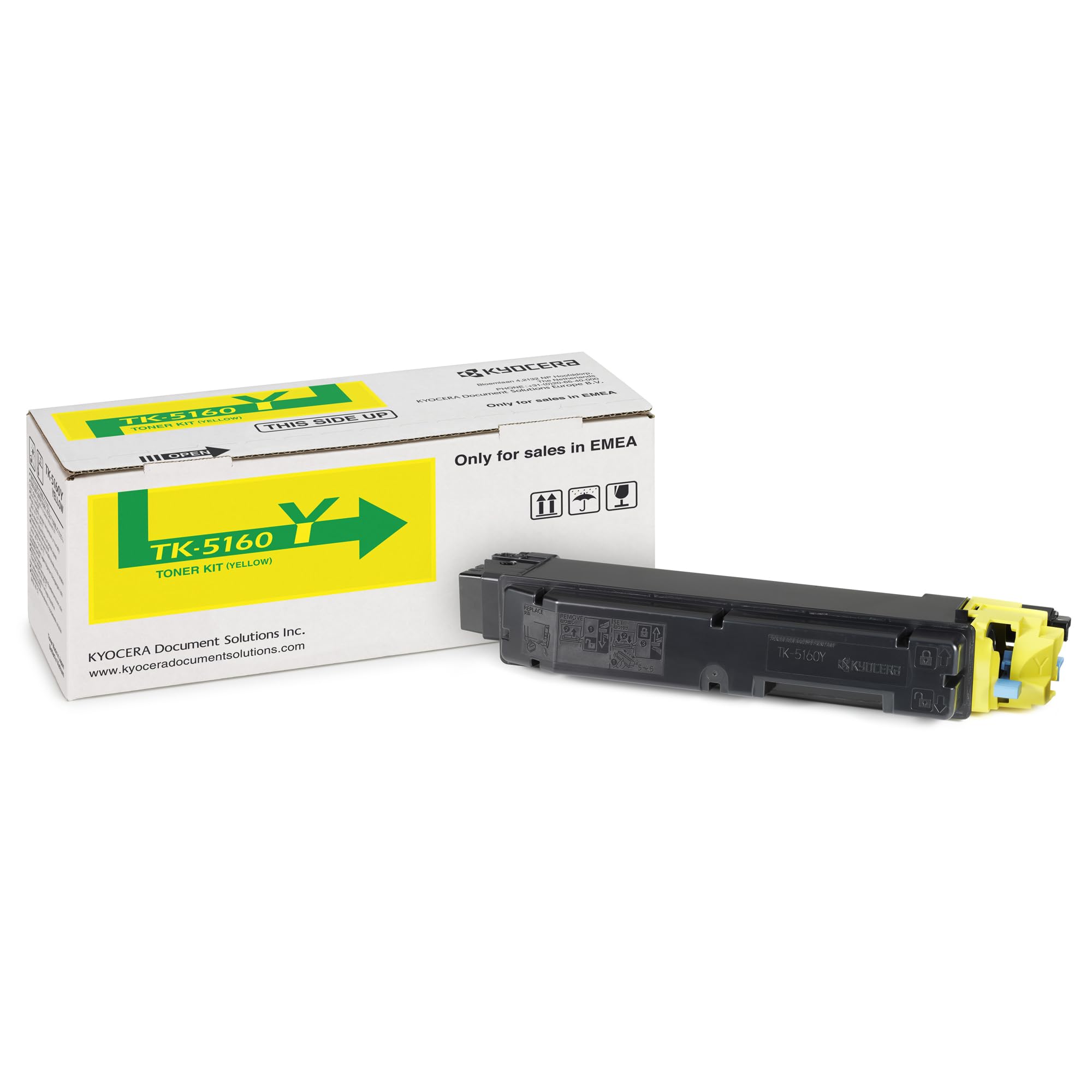 Kyocera TK-5160Y Toner Yellow, 12.000 Pages, Original Premium Printer Cartridge 1T02NTANL0 for ECOSYS P7040cdn