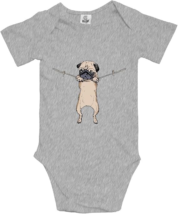 Amazon Co Jp 面白い パグ おもしろい ベビー服 半袖 ロンパース 快適 ユニーク 赤ちゃん ボディスーツ ユニセックス 普段着 服 ファッション小物