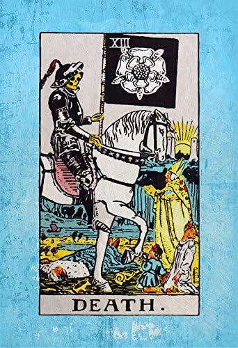 Tarot Print Death Retro Illustration Art Rider Print Vintage Giclee on Cotton Canvas or Paper Canvas Poster Wall Decor