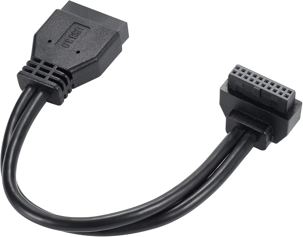 MZHOU USB 3.0 19Pin Male to Female Extension Cable 18cm L-Shape Motherboard