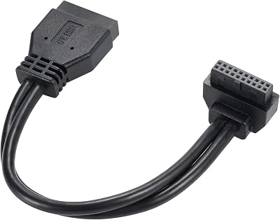 MZHOU USB 3.0 19Pin Male to Female Extension Cable 18cm L-Shape Motherboard