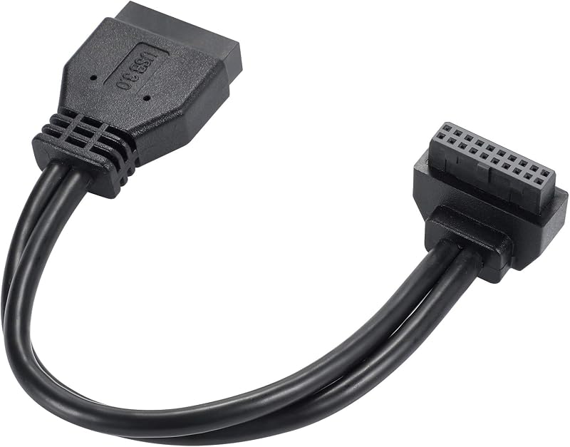 MZHOU USB 3.0 19Pin Male to Female Extension Cable 18cm L-Shape Motherboard