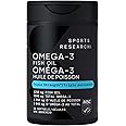 Sports Research Triple Strength Omega 3 Fish Oil - Burpless Fish Oil Supplement w/EPA & DHA Fatty Acids from Wild Alaskan Pol