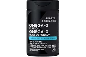 Sports Research Triple Strength Omega 3 Fish Oil - Burpless Fish Oil Supplement w/EPA & DHA Fatty Acids from Wild Alaskan Pol