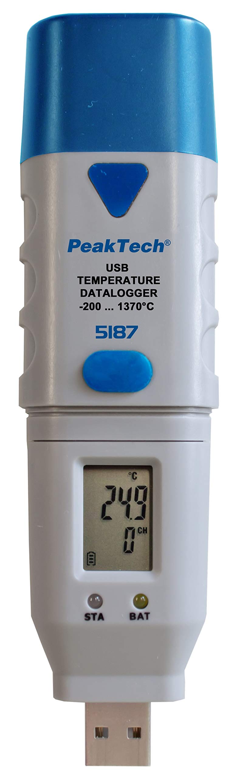 USB Data Logger, Type K Temperature, -200 to 1,300 °C, 32,000 Points