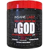 Insane Labz I am God Pre Workout, High Stim Pre Workout Powder Loaded with Creatine and DMAE Bitartrate Fueled by AMPiberry, Energy Focus Endurance Muscle Growth,25 Srvgs,Drink Ye All of It