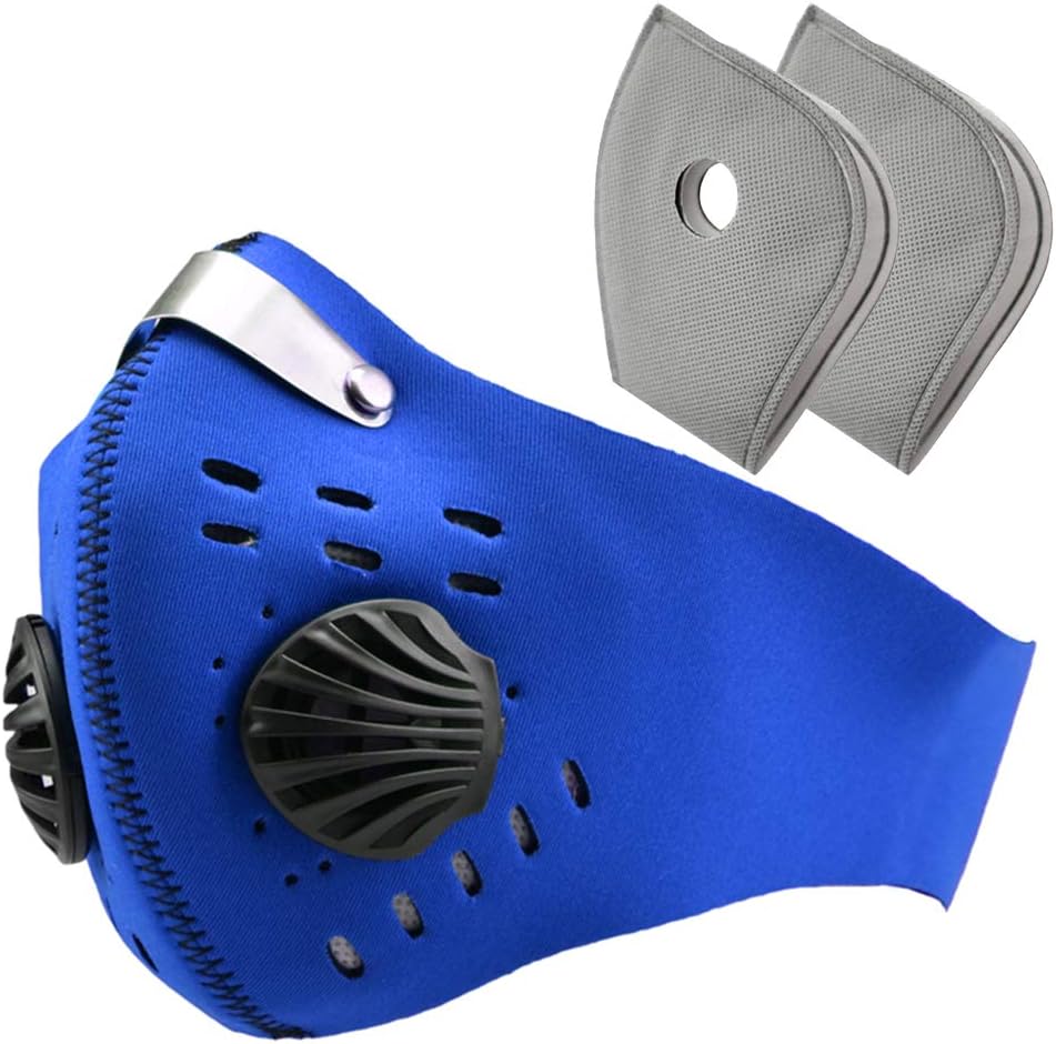 lemoonwuu Activated Cycling Face Cover with 2 PCS Carbon Filter, Dustproof Bike Half Shields-Anti Dust,Pollen, PM 2.5 Reusable & Washable Guards for Running, Cycling, Sports, Travel Black