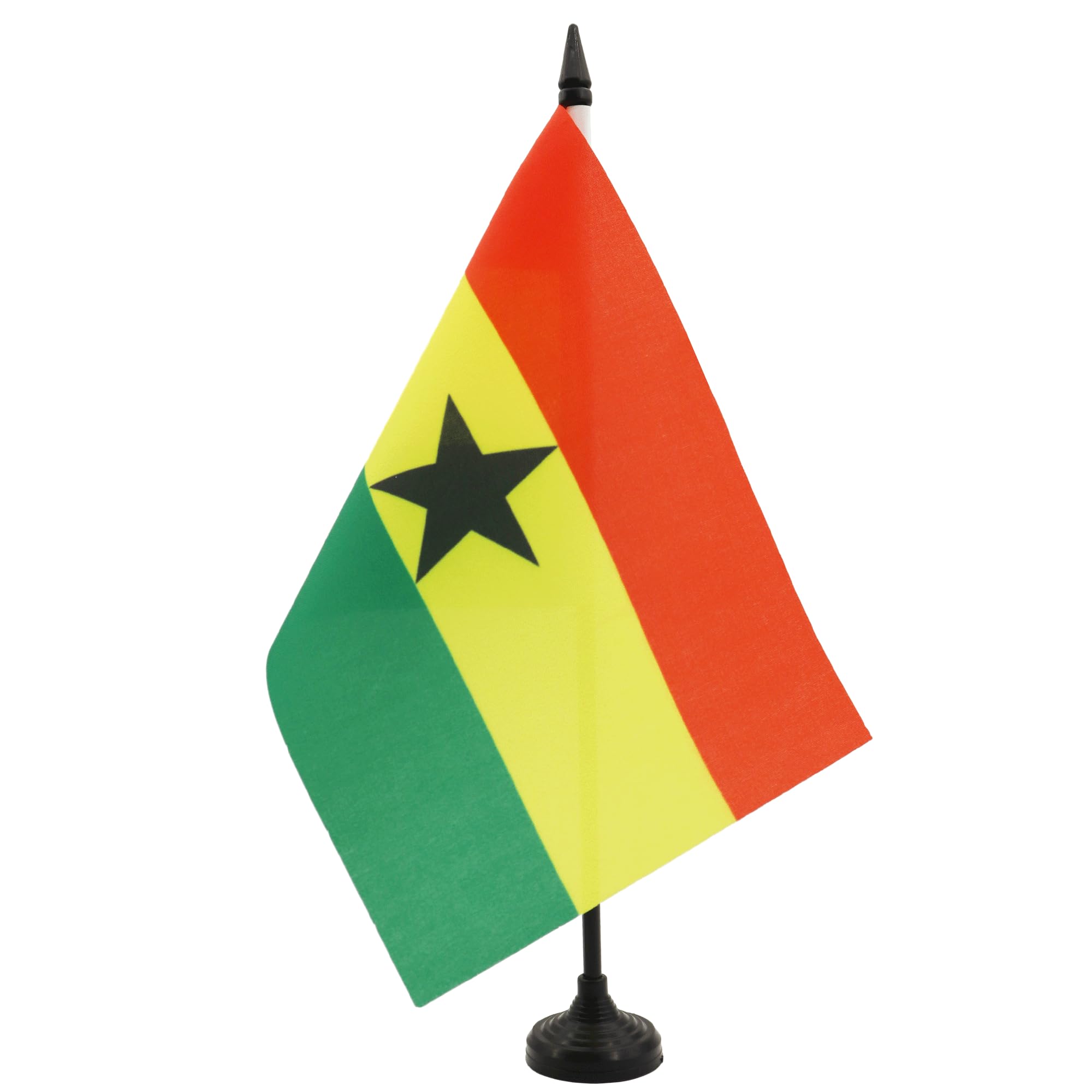AZ FLAG Ghana Table Flag 5'' x 8'' - Ghanaian Office Decoration 100% Polyester 21 x 14 cm - Mini Desk Flag with Pole and Black Plastic Base