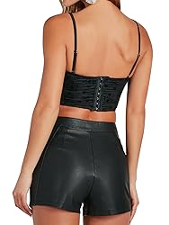 Zebaexf Women's High Waist Faux Leather Shorts Sexy