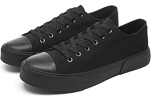 yageyan Men Canvas Low top Shoes Classic Casual Sneakers Black and White Fashion Shoes