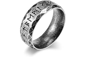 MEILORD Vintage Norse Viking Runes Ring Nordic Runic Symbols Pagan Celtic Wedding Thumb Stainless Steel Band Rings for Men Women Boys Teens