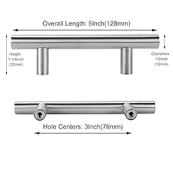 homdiy 5 Pack 3 Inch Brushed Nickel Cabinet Pulls
