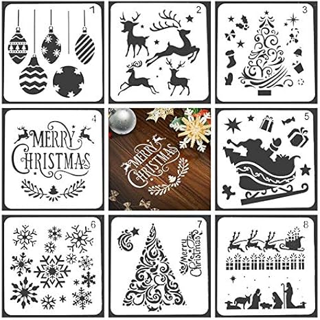 Hamkaw Schablone "Merry Christmas", wiederverwendbare Weihnachtsschablonen,  Schablonen, Schablone, Weihnachtsmann, für Zeichnen, Malen,  wiederverwendbare Holzschilder, Glas, Album, Scrapbook: Amazon.de: Küche &  Haushalt