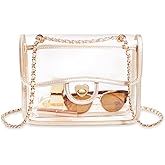 BelugaDesign Gold Clear Purse Stadium Approved | Transparent Crossbody Bag 10"x7.5" | Cute PVC Shoulder Bag for Women