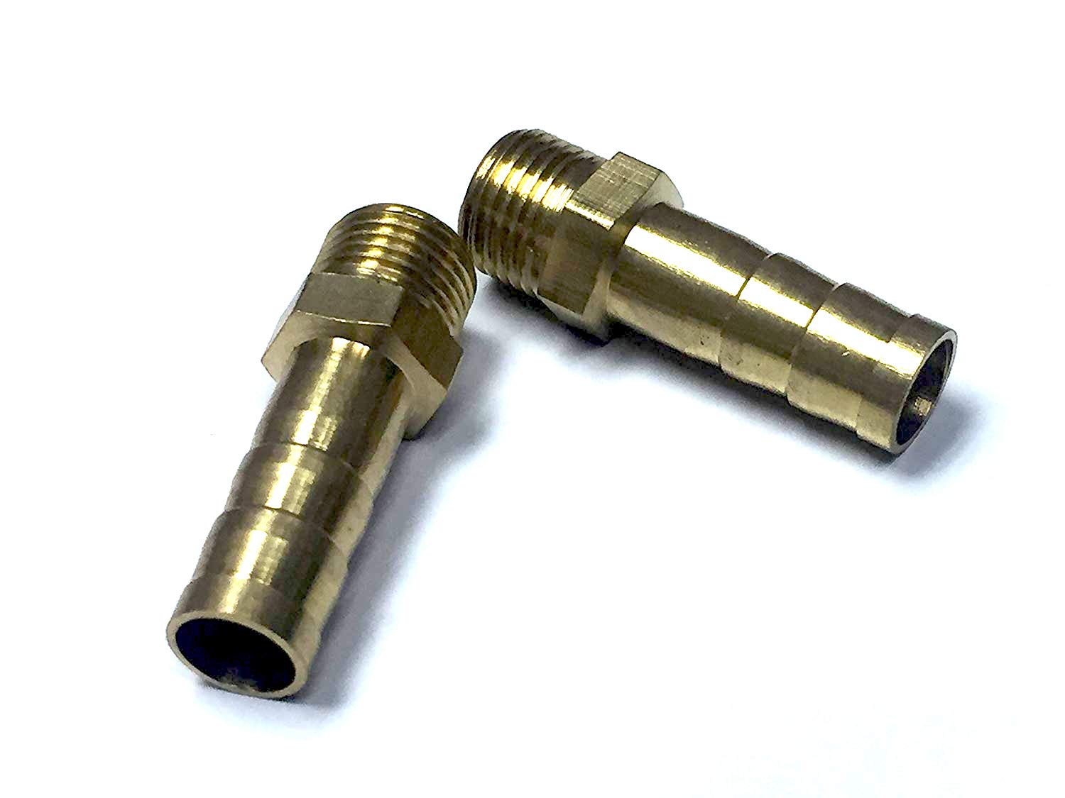 VEDA 2x 8 mm to 1/8" BSP Thread Solid Brass Hose Tail Connector Barbed to BSP Male Thread. Pond/Pool/Hose Pipe Adapters
