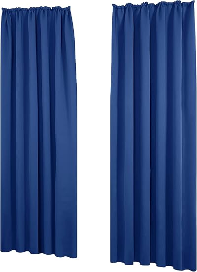 Deconovo Heat Resistant Blackout Curtains 2pc Royal Blue 140x290 cm
