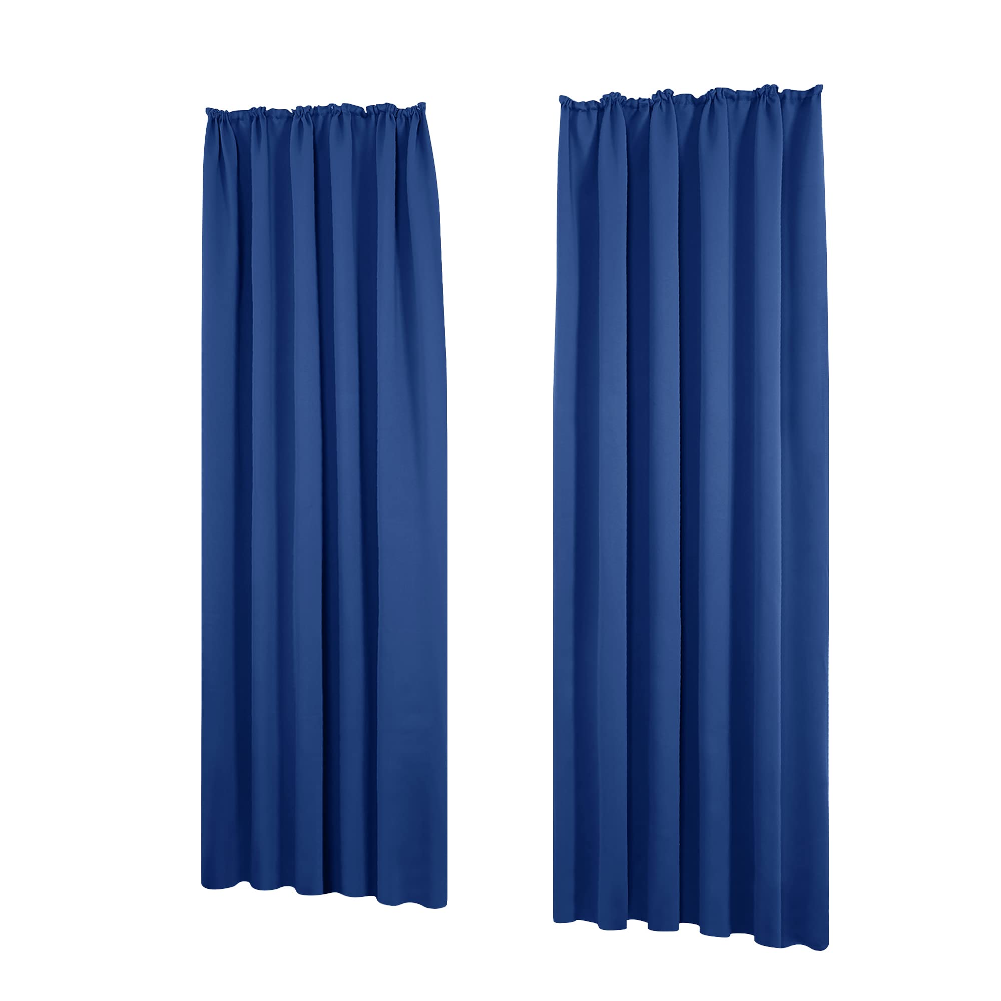 Deconovo Set of 2 Blackout Curtains with Thermal Ruffle Tape for Winter, 175 x 140 cm (H x W), Royal Blue