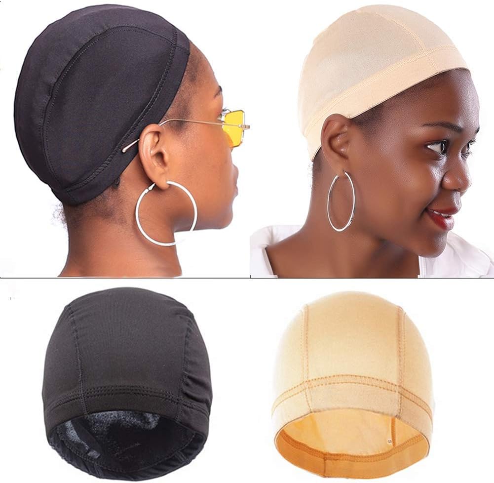 lqgpsx Elastic Mesh Dome Wig Cap for Making Human Hair Wigs Beige Black Spandex Net Glueless Hairnets Wig Liner 1PCS-Beige Dome-L