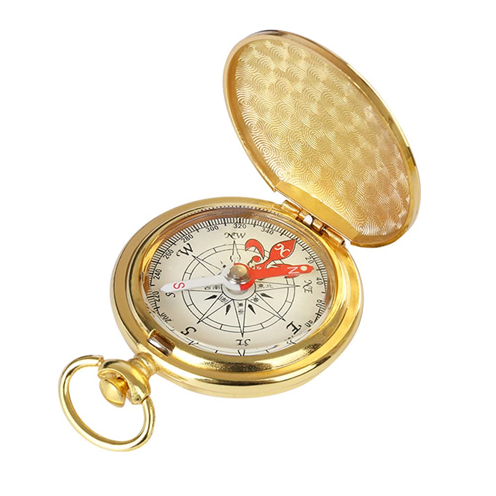 IKAAR Compass Mini Vintage Pocket Compass Gift Portable Hiking Navigation Compass Luminous In The Dark Gold
