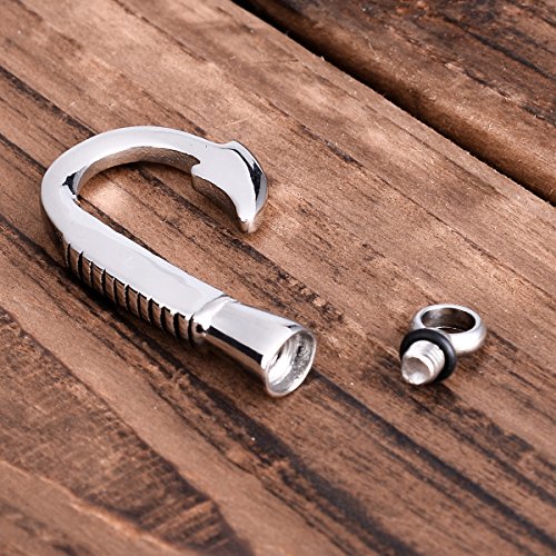 Cremation Jewelry Fish Hook Urn Necklace for Ashes Holder Stainless Steel Memorial Pendant
