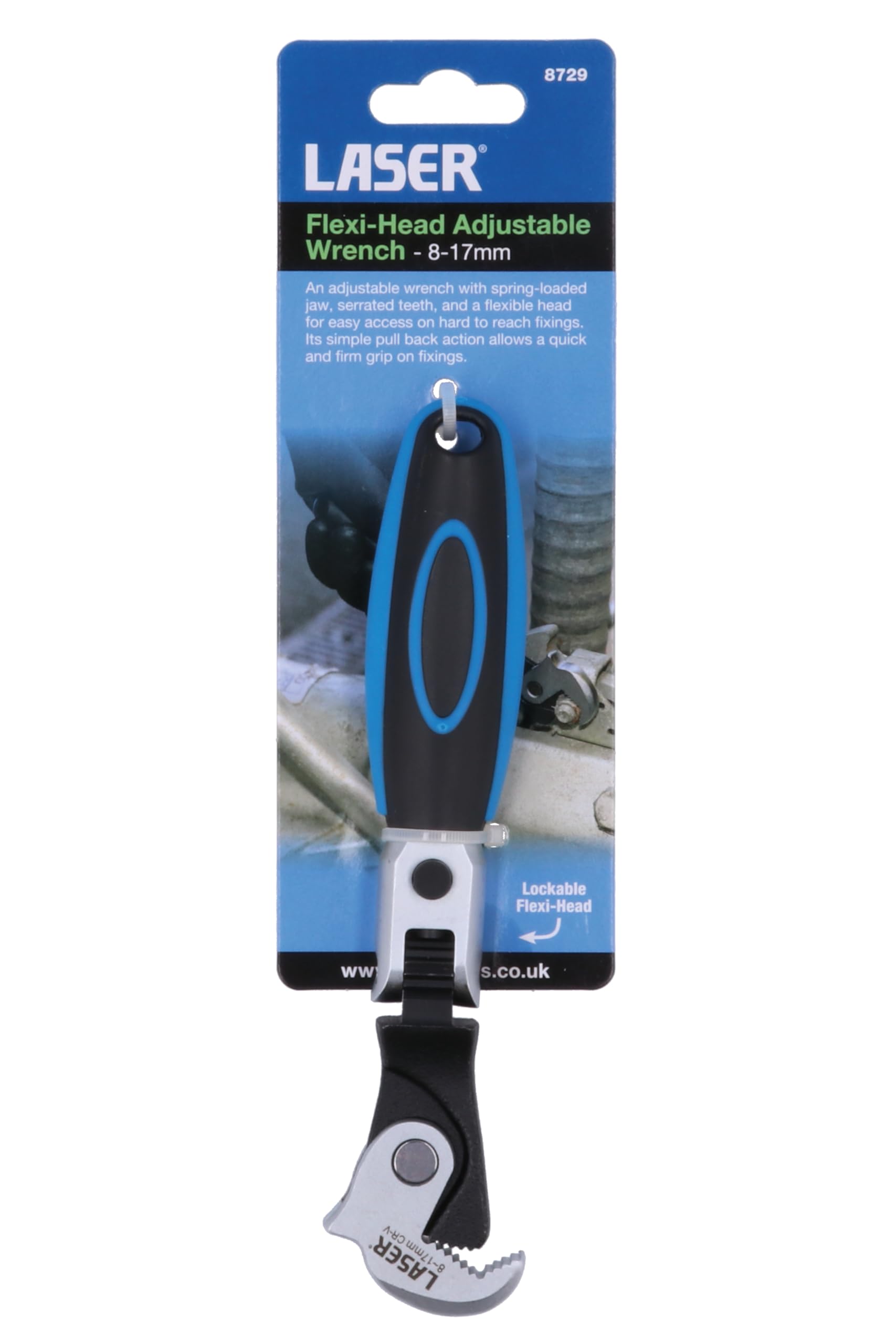 Laser 8729 Flexi-Head Adjustable Wrench 8-17mm