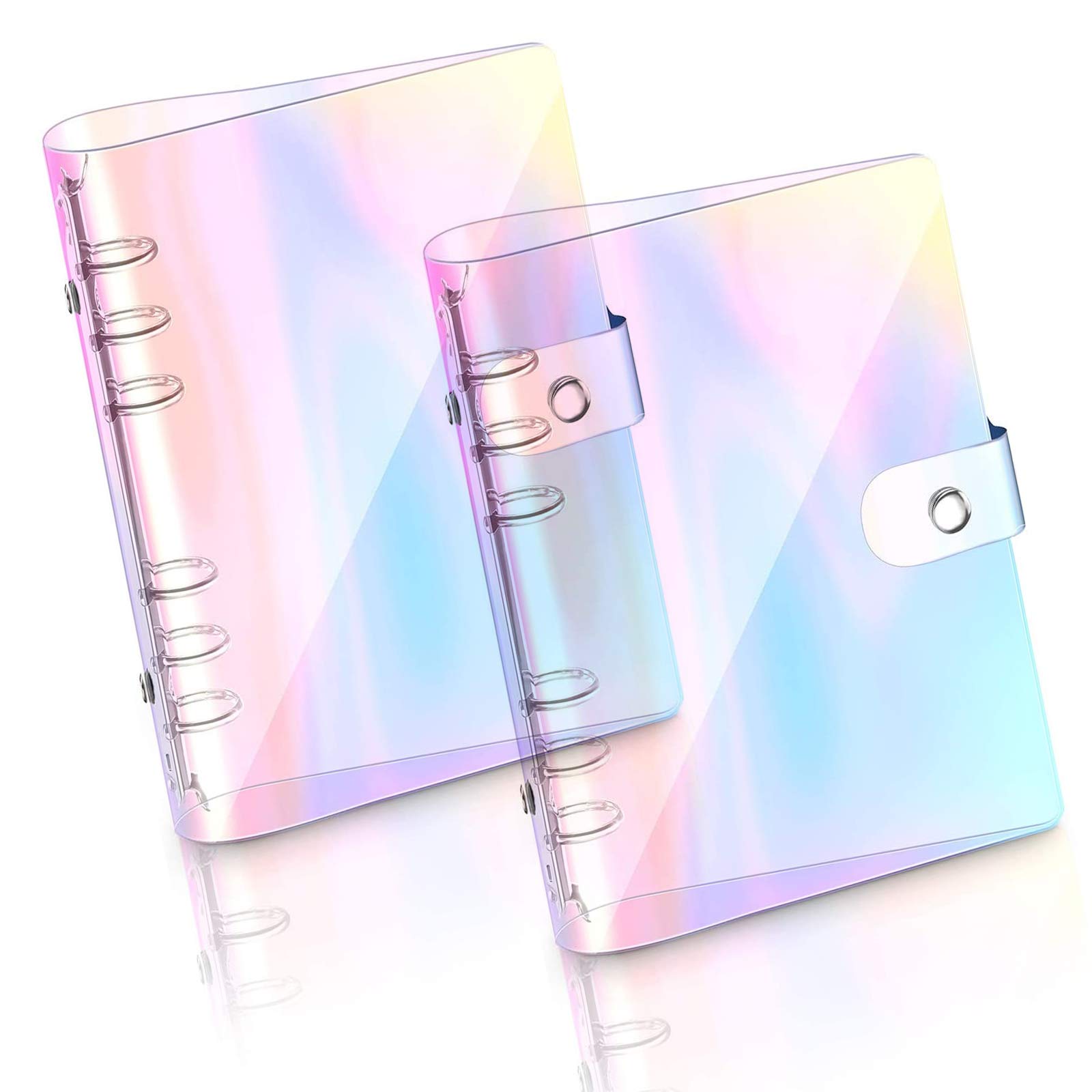 Betinyar 2 PCS A6 Rainbow Soft PVC Notebook Cover, Refillable Paper PVC Binder, Loose Leaf Personal Planner Binder (2 Rainbow) — image 1