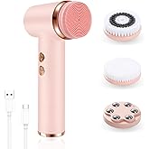 4 in 1 Facial Cleansing Brush, Multi-Function Electrical Face Wash Brush with 5 Speed Adjustable, IPX6 Waterproof Portable Face Scrubber for Deep Cleansing and Exfoliating