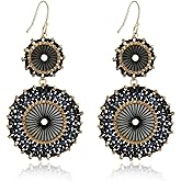 Badu Seed Beaded Circle Beads Earrings Bohemian Dangle Earrings Handmade Bead Fashion Jewelry Drop Earrings for Women