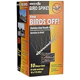 Bird-X Steel Spikes for Pigeons Sparrows Starlings 10-Foot Range 6-Inch | 10-Ft Coverage, 6-Inch Steel Spikes, Ledges, Roofs, Fences, Gates, Window Sills, Manual Setup