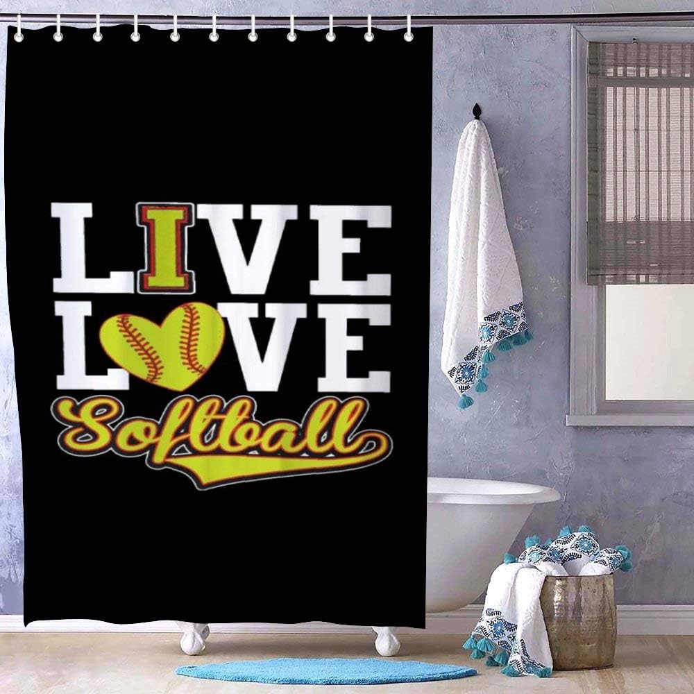 Amazon Com Danings Softball Shower Curtain For Bathroom Small Set 36 X 72 Inches Polyester Fabric Water Repellent Odorless Bath Stall Size With 7 Hooks Home Kitchen