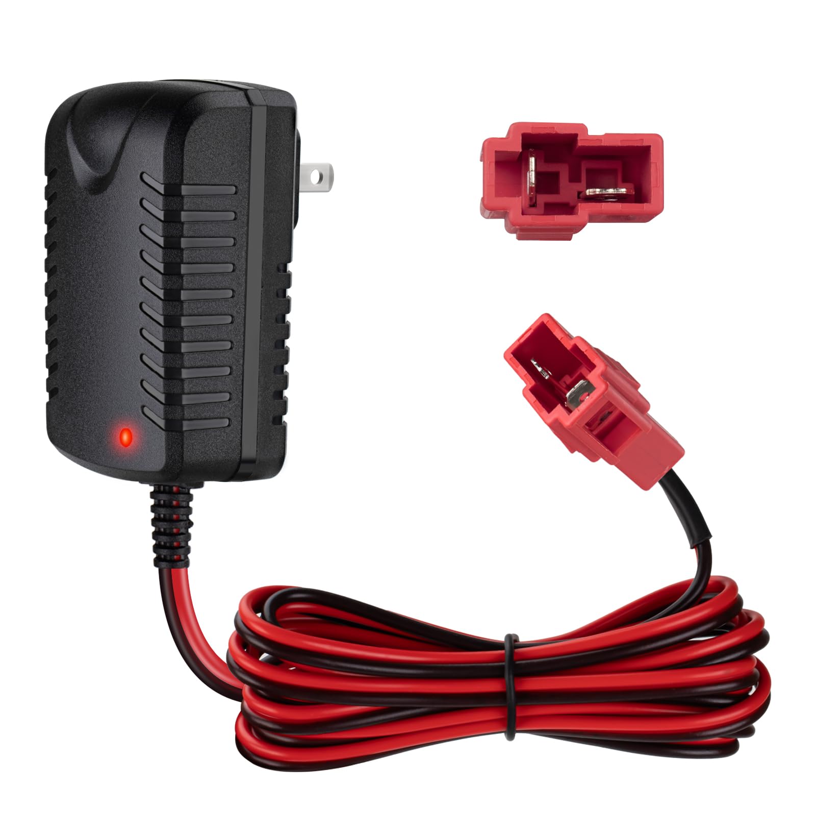 Photo 1 of 12V Battery Charger for Ride On Toys Fit for ATV Mercedes Benz Truck Car Power Wheels Charger 12V Electric Car Riding Toy Battery Power Adapter Red Square Plug