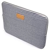 Case Star Bohemian Style Dark Blue and Gray Classic Stripe Canvas Fabric 13 Inch Laptop Sleeve Zipper Case for 2016 New Apple Macbook Pro 13 A1706 & A1708