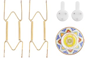 2 Pack Plate Hangers for Wall 6-8 Inch, Stainless Steel Invisible Heavy-Duty Wire Plate Holder with Wall Hooks, Display Hange