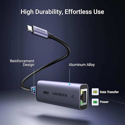 UGREEN USB C to Ethernet Adapter Ethernet Adapter for Laptop,  Aluminum, Type C (Thunderbolt 4/3 Compatib