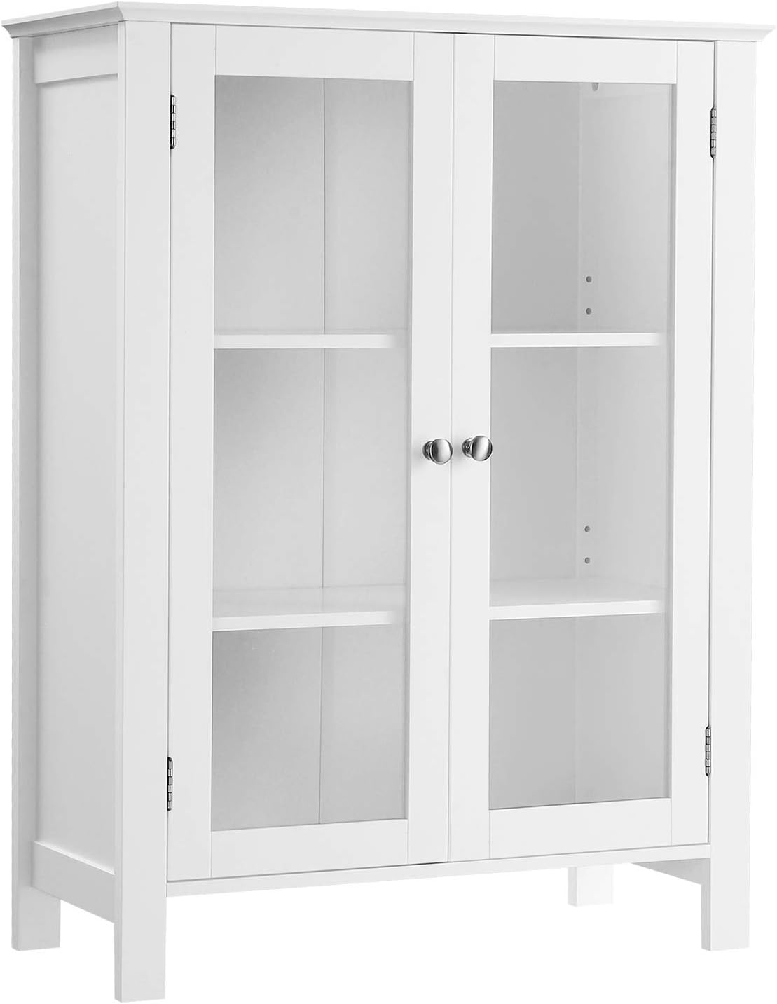 vasagle storage cabinet on Vasagle Storage Cabinet 66 X 30 X 87 Cm Glass Sideboard Matte White Bbc80wt Mdf Handles