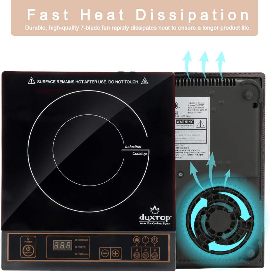 Duxtop 1800W Portable Induction Cooktop Countertop Burner, Gold 8100MC/BT-180G3: Electric Countertop Burners: Kitchen & Dining