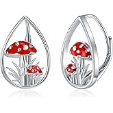SELKAT Mushroom Earrings for Women 925 Sterling Silver Hypoallergenic Mushroom Hoop Earrings Jewelry Gift for Mom Wife Friends