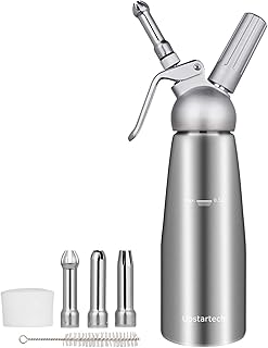 upstartech 500ml Sahnespender Edelstahl Schlagsahnebereiter Sahnebereiter Whipped Cream mit Aluminium Körper + 3pcs Edelstahl Düsen