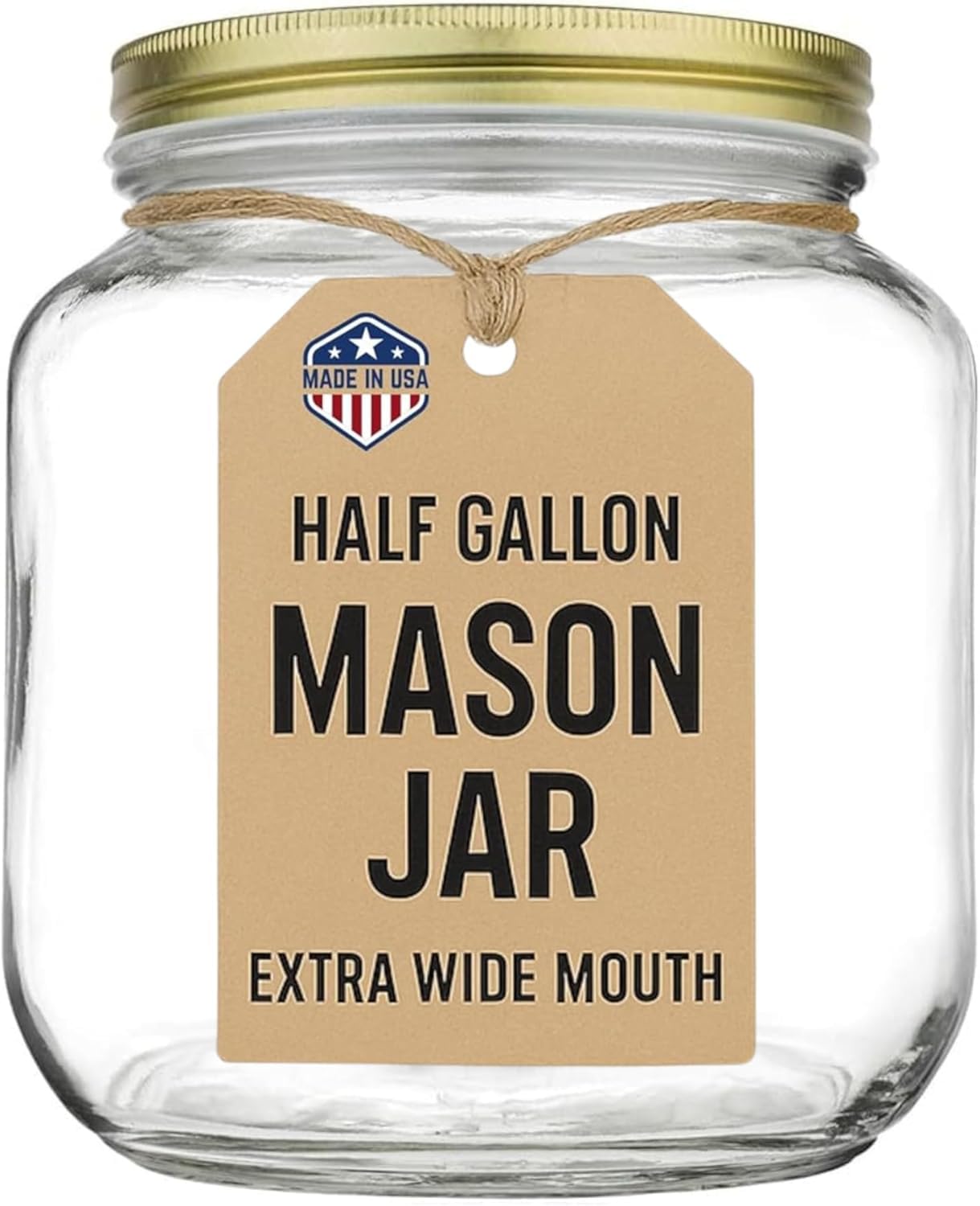 Photo 1 of kitchentoolz Half Gallon Mason Jar Wide Mouth with Airtight Metal Lid - Safe for Fermenting, Pickling, Sourdough & Kombucha - Glass 64 oz Mason Jar - Made in USA - BPA Free