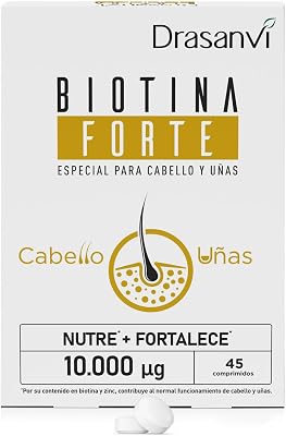 Biotina para el Cabello 10.000 mcg | Piel y Uñas, Zinc y Hierro | Drasanvi