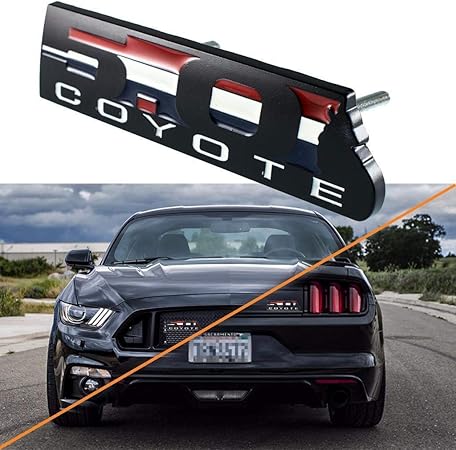 Amazon ブラック5 0 Coyote グリルフェンダーエンブレムバッジ トランクフォードマスタングボス 302 X 1 エンブレム 車 バイク