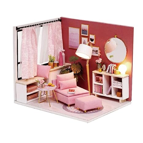 Amazon Com Toyvian Diy Building Dollhouse Miniature 3d Wooden